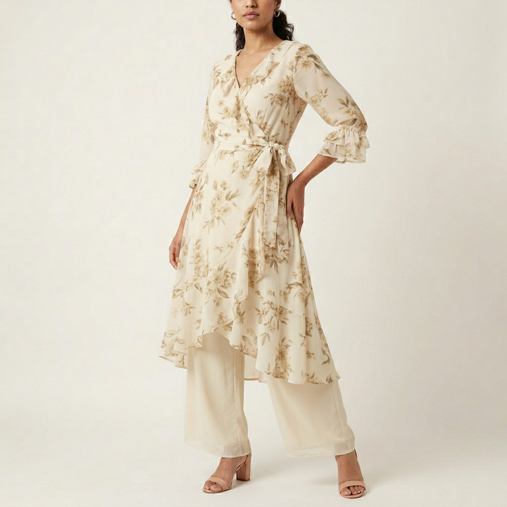 Women's Floral Chiffon Wrap Dress