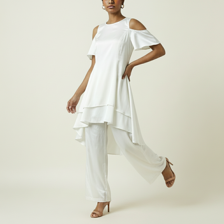 Women's Cold Shoulder Flare Dress