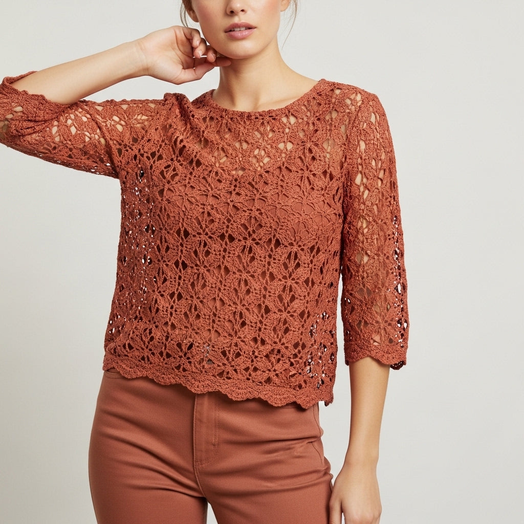 Women's Crochet Overlay Top