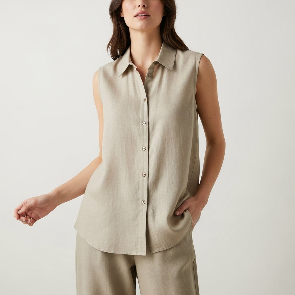 Women's Sleeveless Linen Shirt