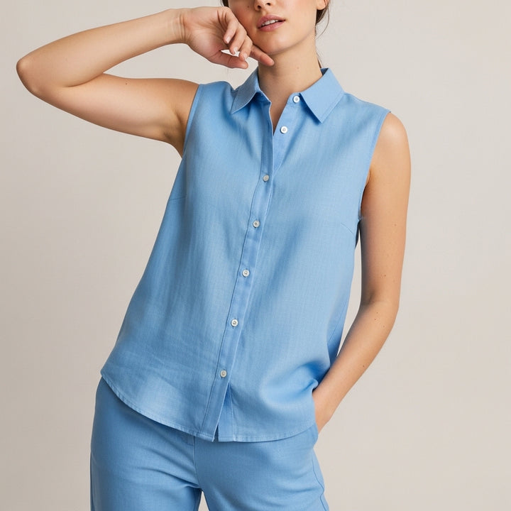 Women's Sleeveless Linen Shirt