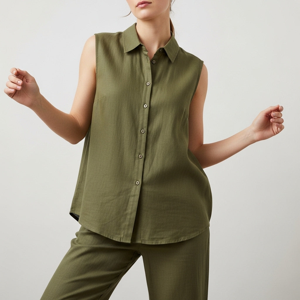 Women's Sleeveless Linen Shirt