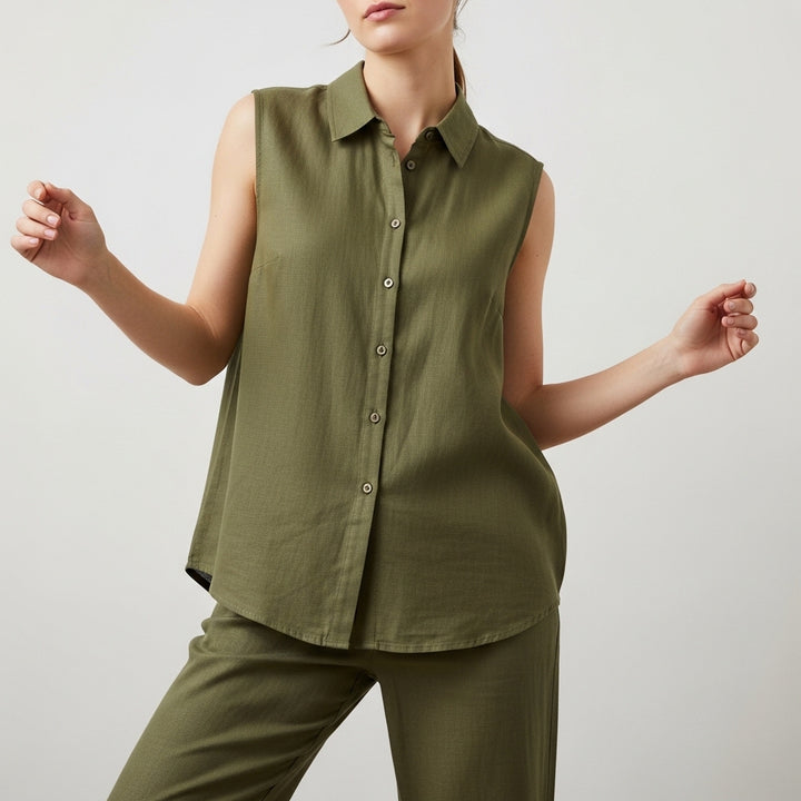 Women's Sleeveless Linen Shirt