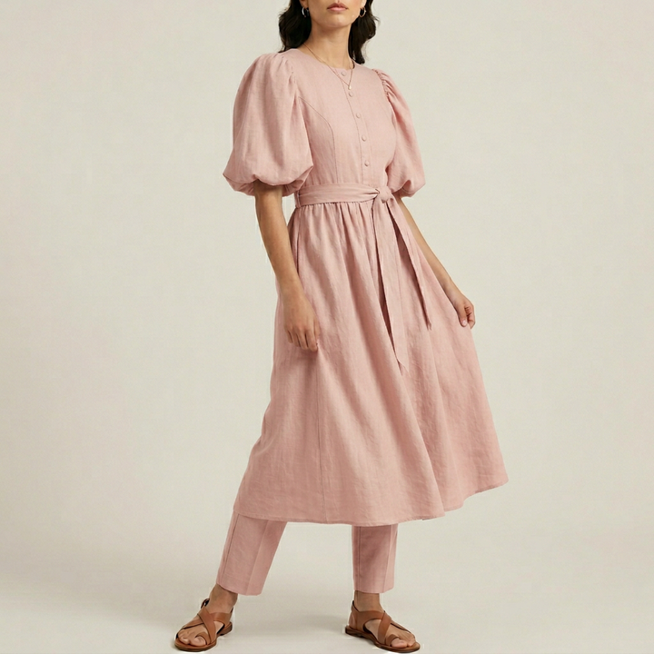 Women's Puff Sleeve Midi Dress