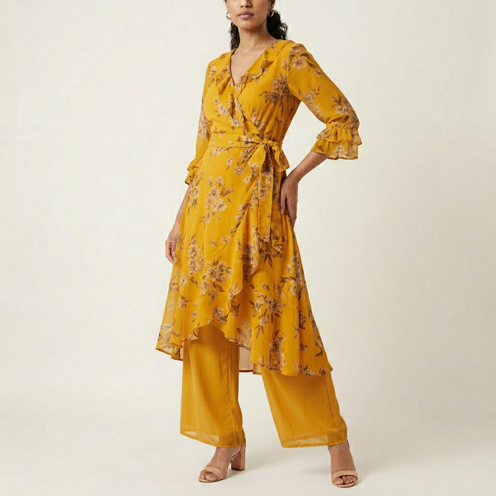 Women's Floral Chiffon Wrap Dress
