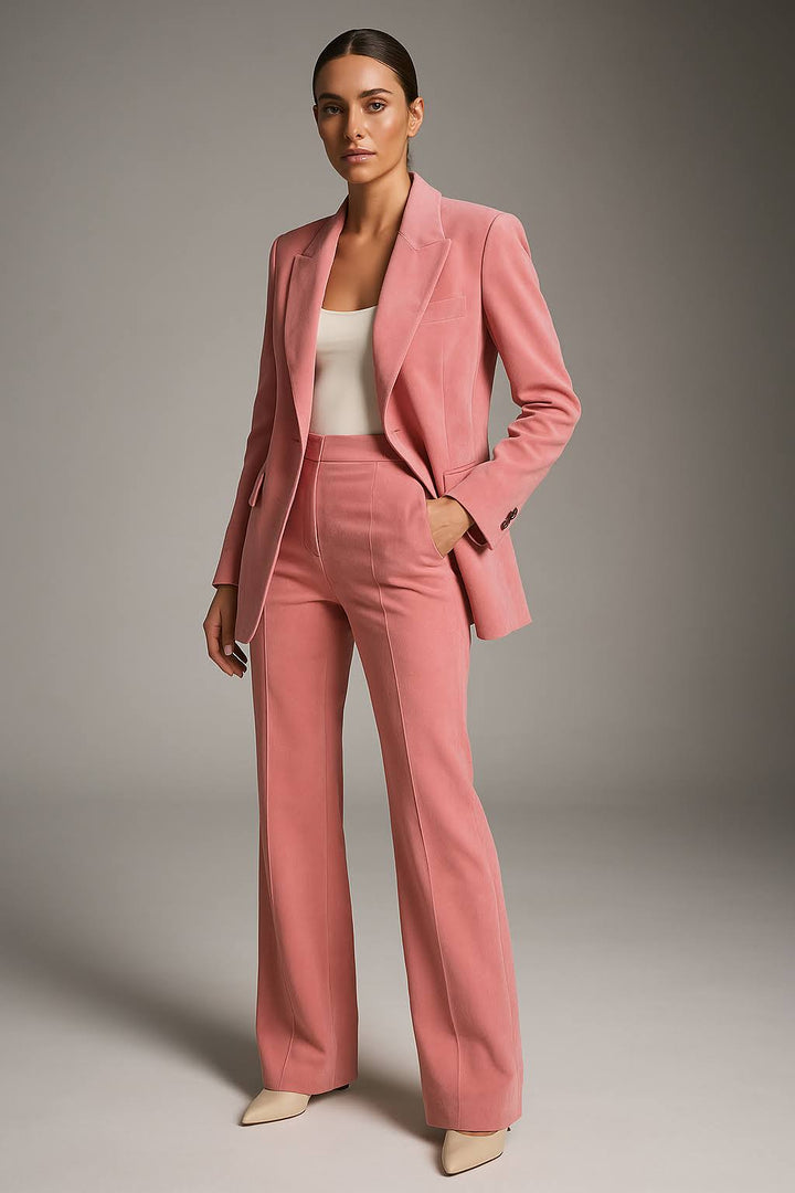 Women's Single-Breasted Blazer and Straight-Leg Trouser Suit Set