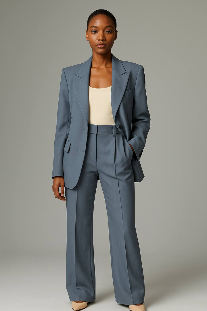 Women's Single-Breasted Blazer and Straight-Leg Trouser Suit Set