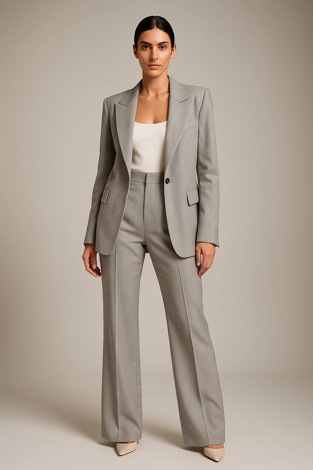 Women's Single-Breasted Blazer and Straight-Leg Trouser Suit Set