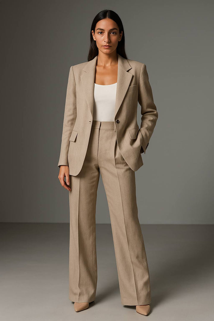 Women's Single-Breasted Blazer and Straight-Leg Trouser Suit Set