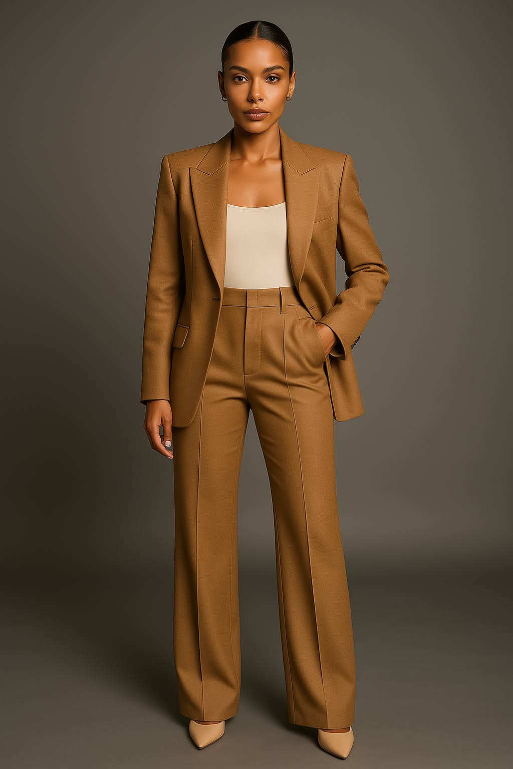 Women's Single-Breasted Blazer and Straight-Leg Trouser Suit Set
