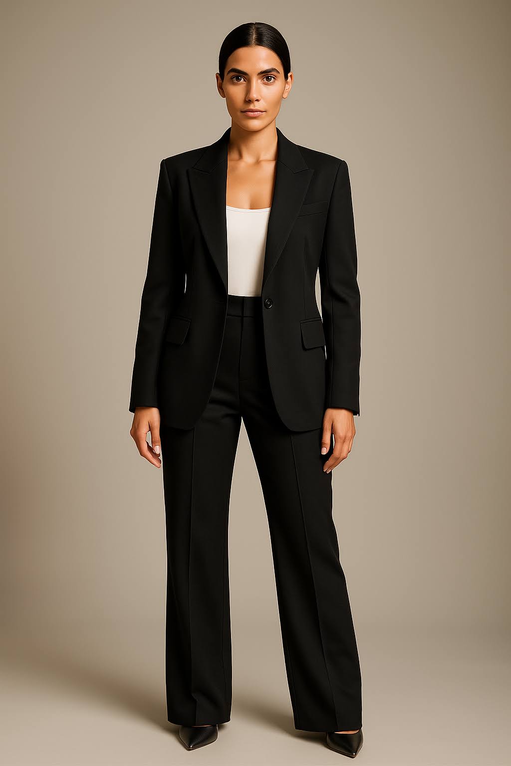 Women's Single-Breasted Blazer and Straight-Leg Trouser Suit Set