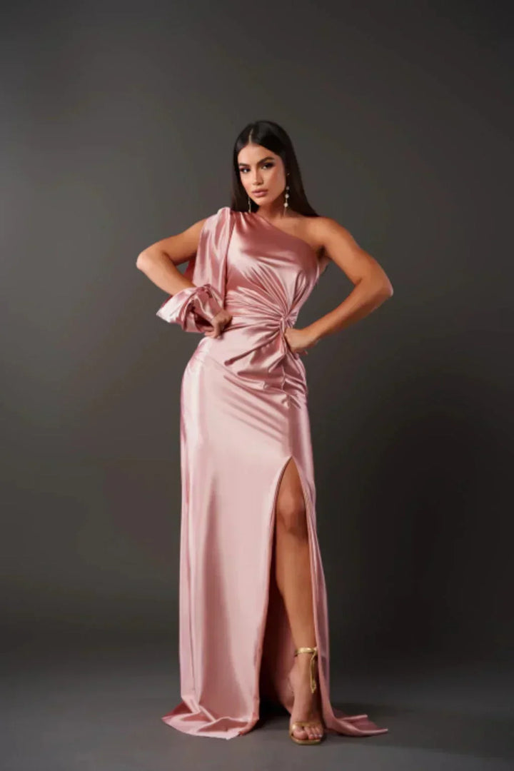 Women's Sleeveless Evening Gown with Thigh-High Split