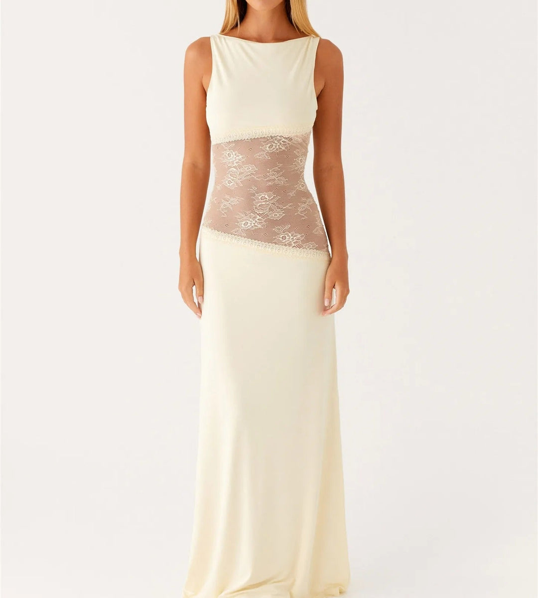 Floor-Length Lace Dress with Refined Silhouette