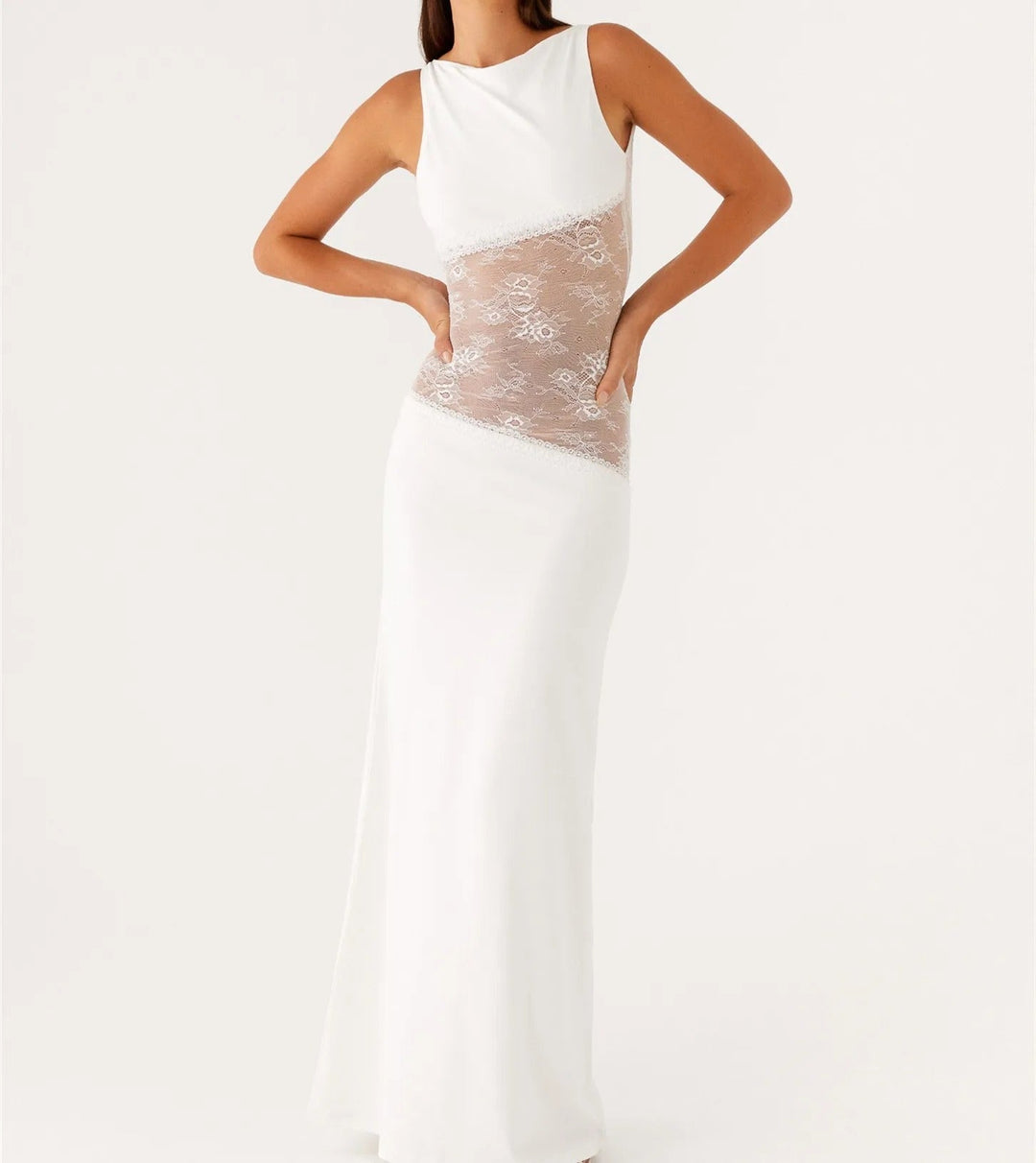 Floor-Length Lace Dress with Refined Silhouette