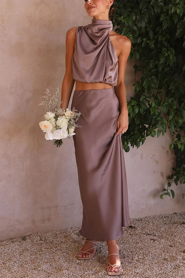 Women's Matching Halter Top and Skirt Two-Piece