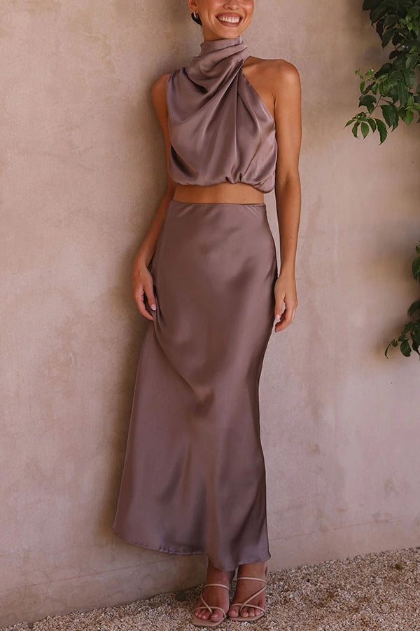 Women's Matching Halter Top and Skirt Two-Piece