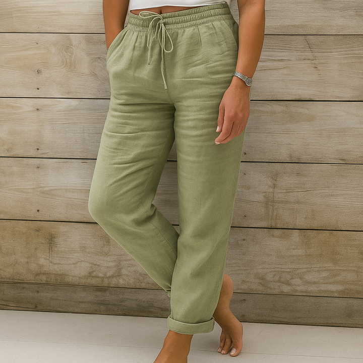 Women's Stylish Cotton and Linen Blend Trousers