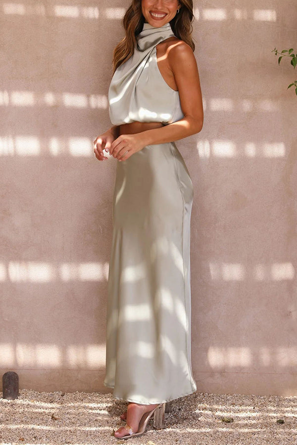 Women's Matching Halter Top and Skirt Two-Piece