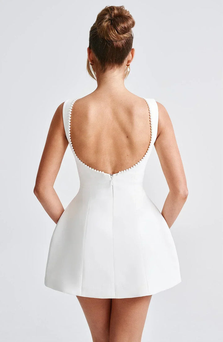 Women's Short Dress with Oversized Bow at the Back