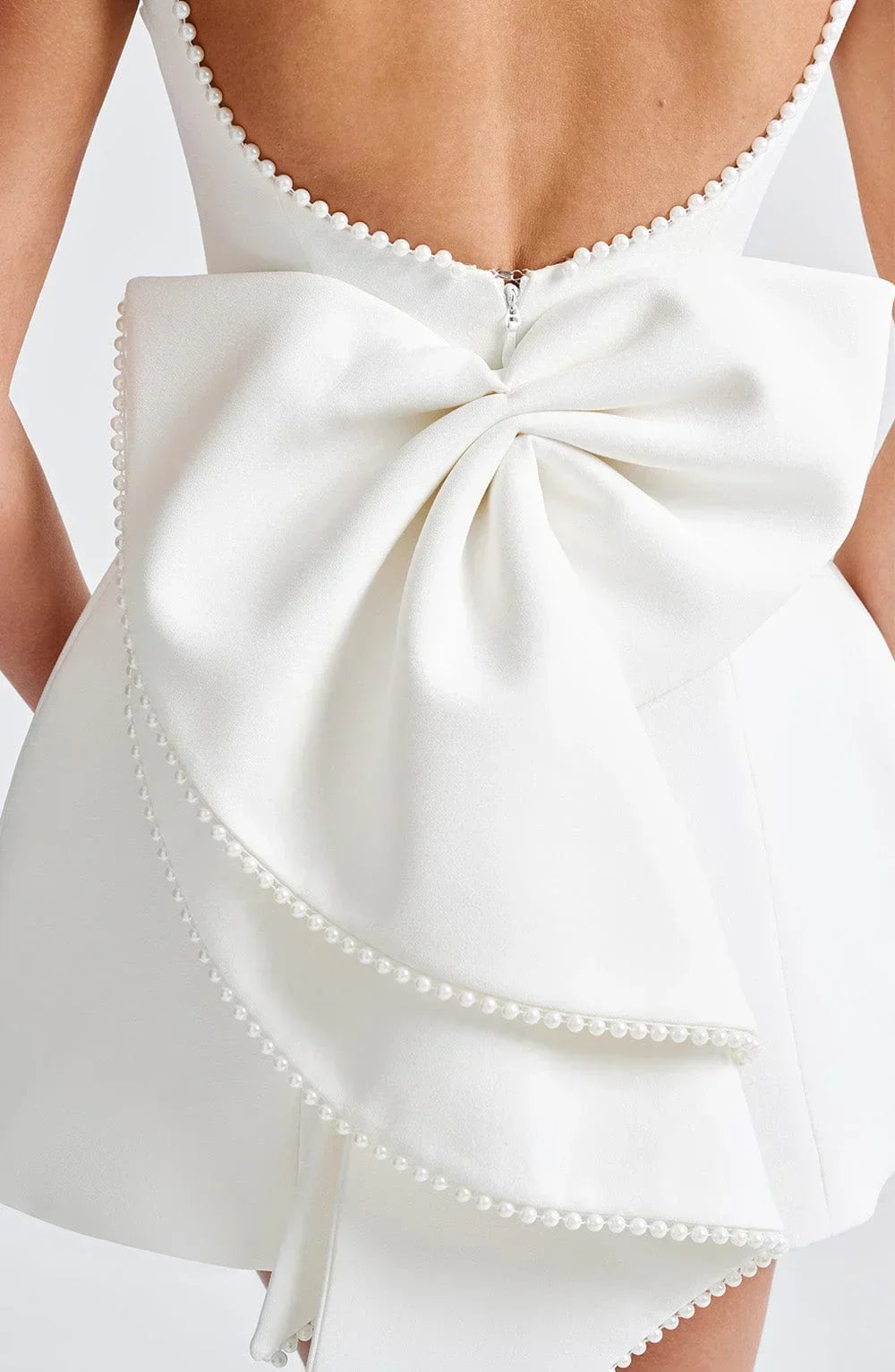 Women's Short Dress with Oversized Bow at the Back