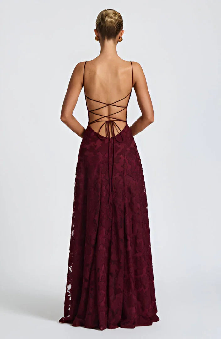 Women's Floral Maxi Dress with Slim Shoulder Straps