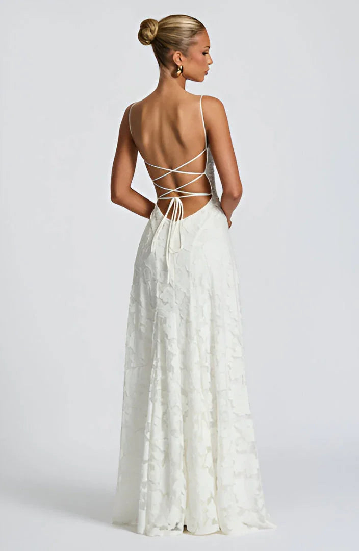 Women's Floral Maxi Dress with Slim Shoulder Straps