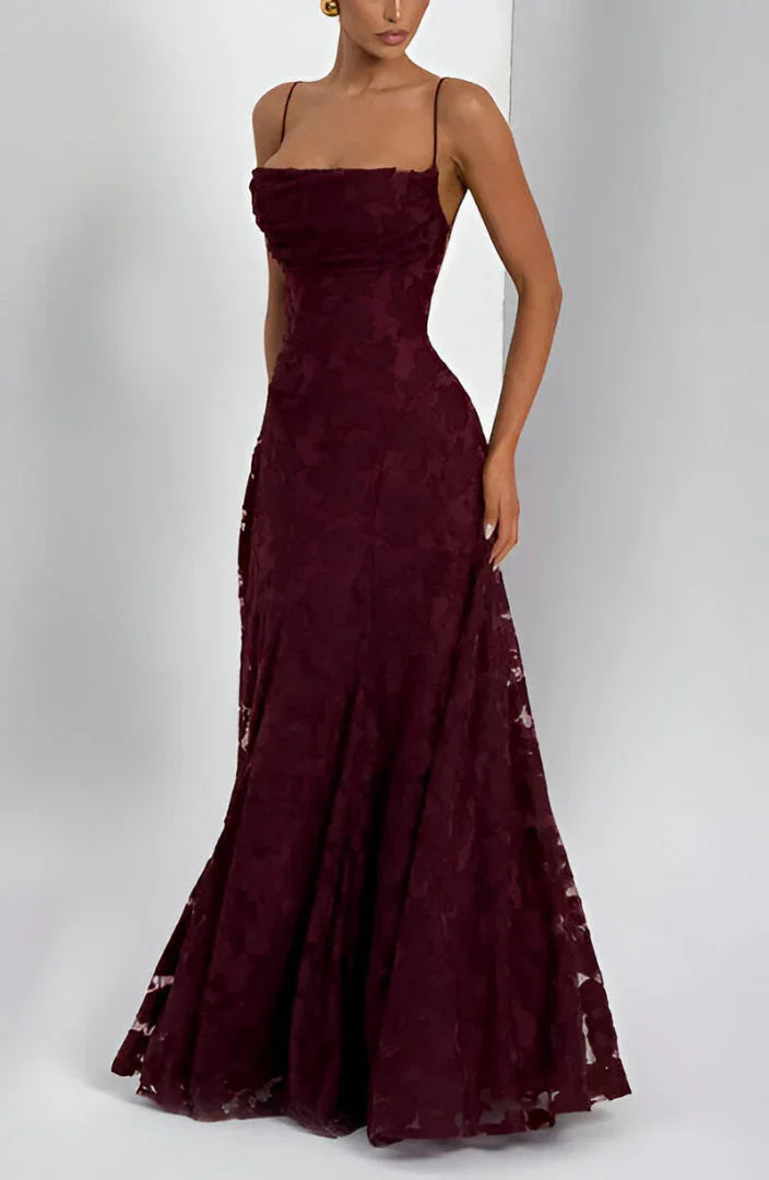 Women's Floral Maxi Dress with Slim Straps