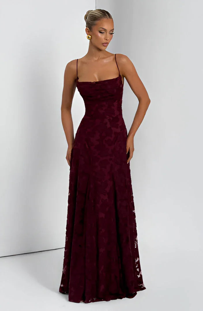Women's Floral Maxi Dress with Slim Straps