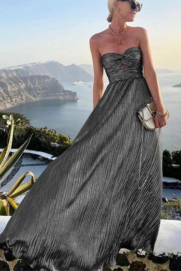 Women's Floor-Length Strapless Evening Dress with Shimmer