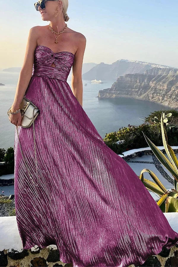 Women's Floor-Length Strapless Evening Dress with Shimmer