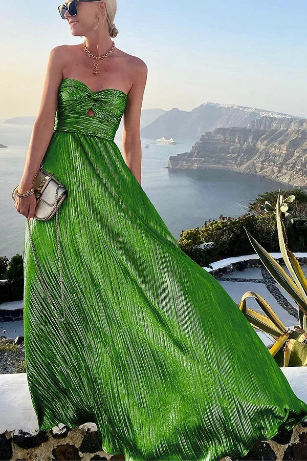 Women's Floor-Length Strapless Evening Dress with Shimmer