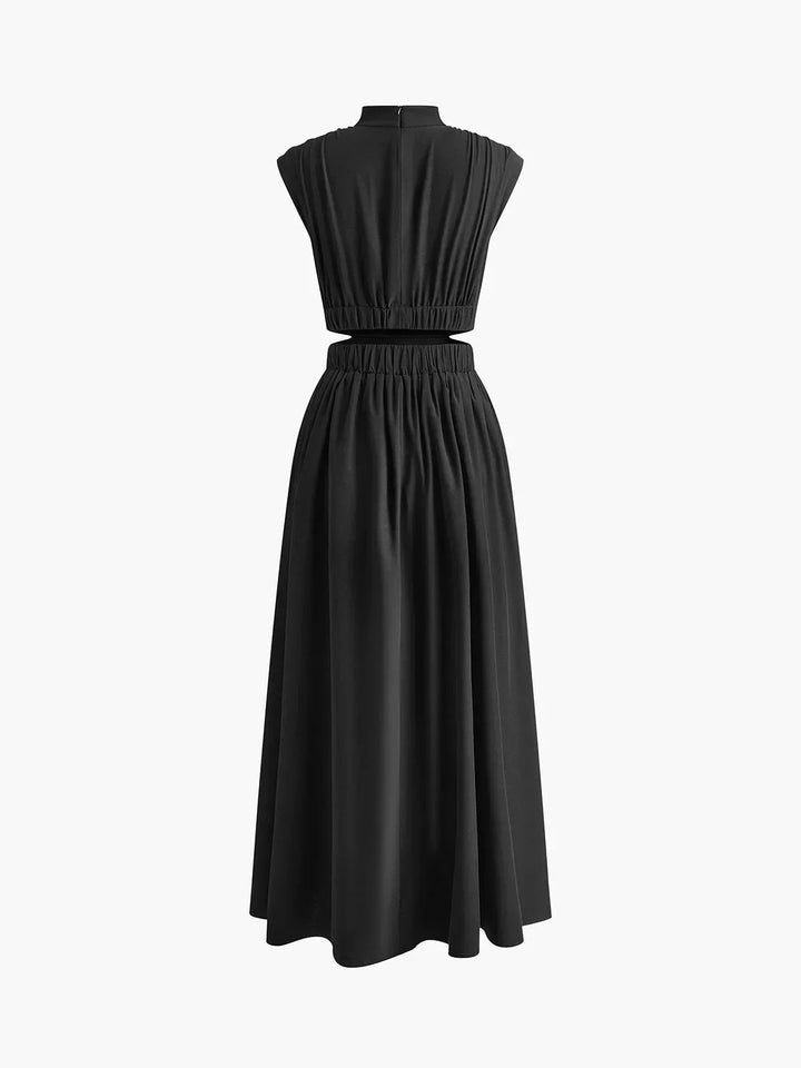Women's Floor-Length Dress with High Neckline and Cutouts