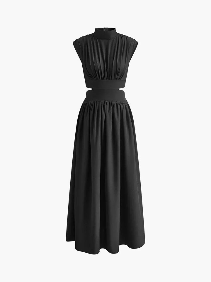 Women's Floor-Length Dress with High Neckline and Cutouts