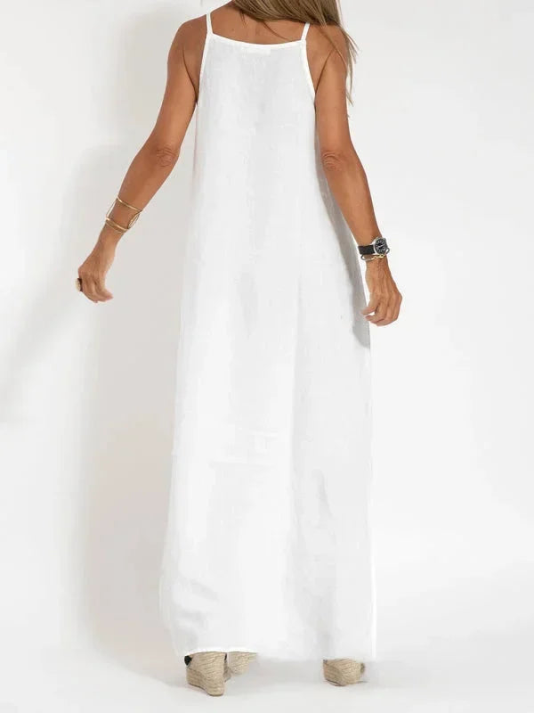 Women's Sleeveless Maxi Linen Dress for Relaxed Summer Days