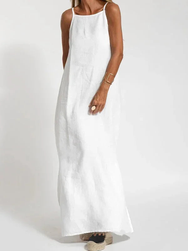 Women's Sleeveless Maxi Linen Dress for Relaxed Summer Days