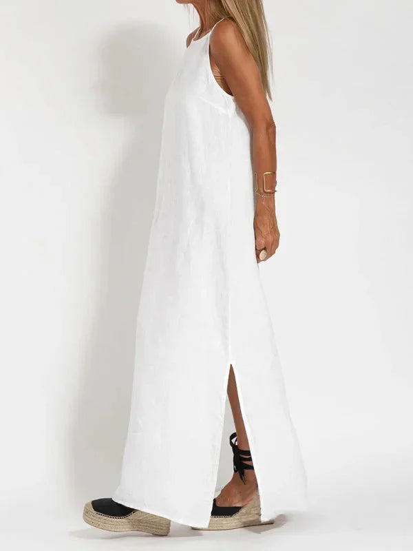 Women's Sleeveless Maxi Linen Dress for Relaxed Summer Days