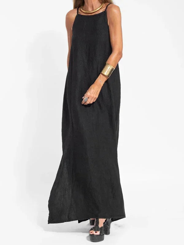 Women's Sleeveless Maxi Linen Dress for Relaxed Summer Days