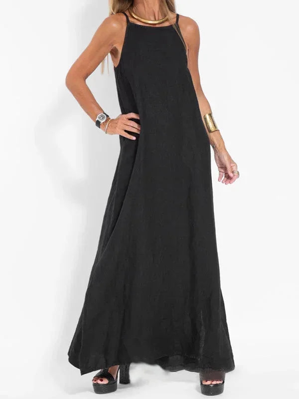 Women's Sleeveless Maxi Linen Dress for Relaxed Summer Days