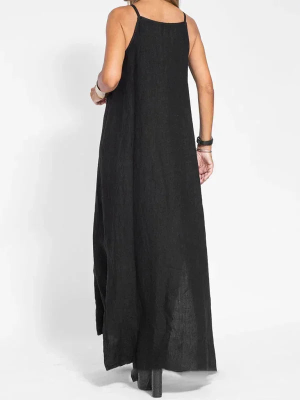 Women's Sleeveless Maxi Linen Dress for Relaxed Summer Days