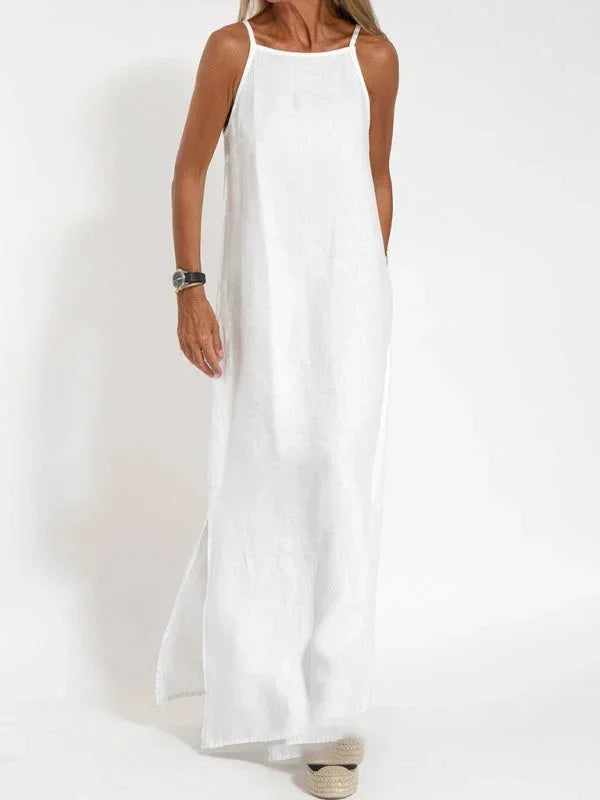 Women's Sleeveless Maxi Linen Dress for Relaxed Summer Days