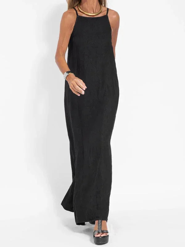 Women's Sleeveless Maxi Linen Dress for Relaxed Summer Days