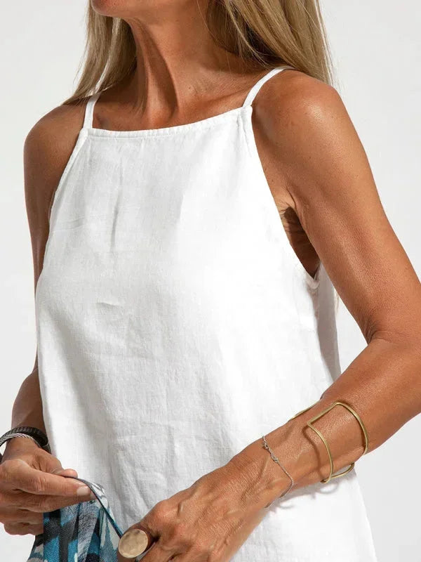 Women's Sleeveless Maxi Linen Dress for Relaxed Summer Days