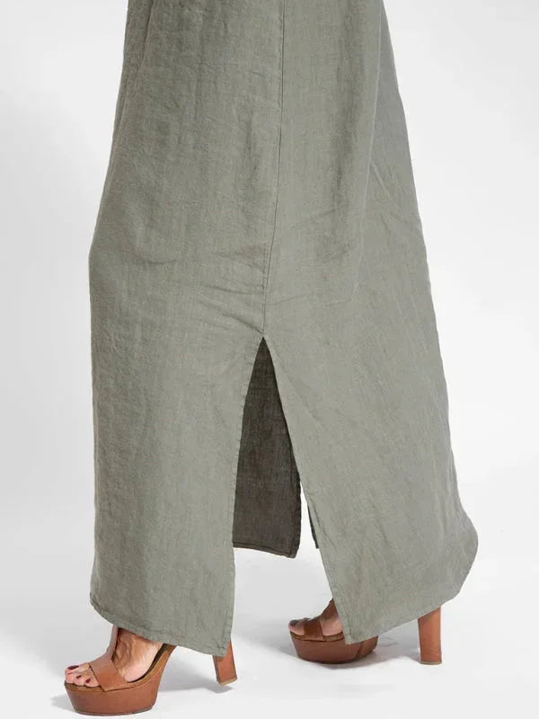 Women's Sleeveless Maxi Linen Dress for Relaxed Summer Days