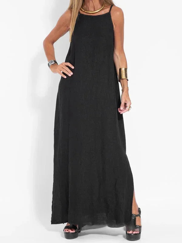 Women's Sleeveless Maxi Linen Dress for Relaxed Summer Days