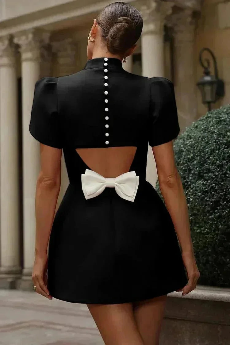 Women's Mini Cocktail Dress with Sculpted Sleeves