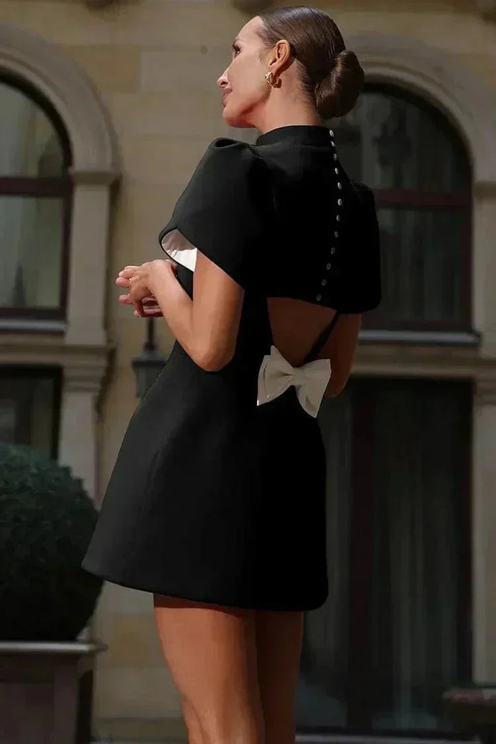 Women's Mini Cocktail Dress with Sculpted Sleeves