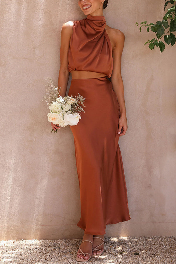 Women's Matching Halter Top and Skirt Two-Piece