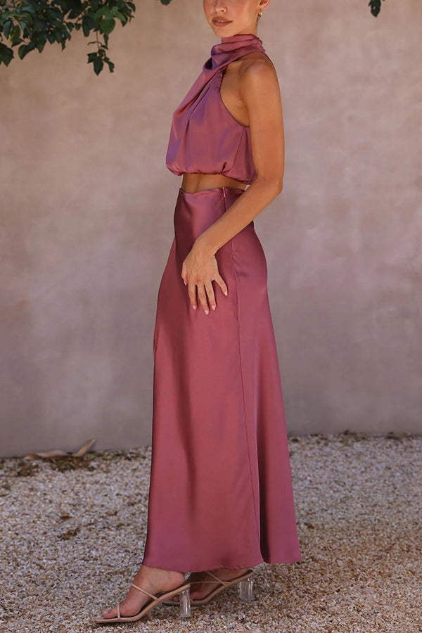 Women's Matching Halter Top and Skirt Two-Piece
