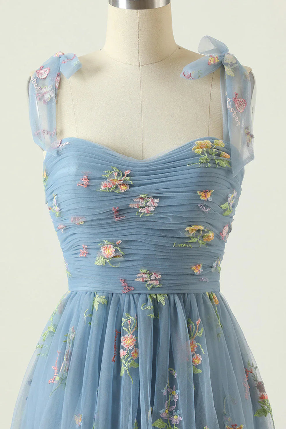Women's Tulle Ball Gown with Floral Embroidery