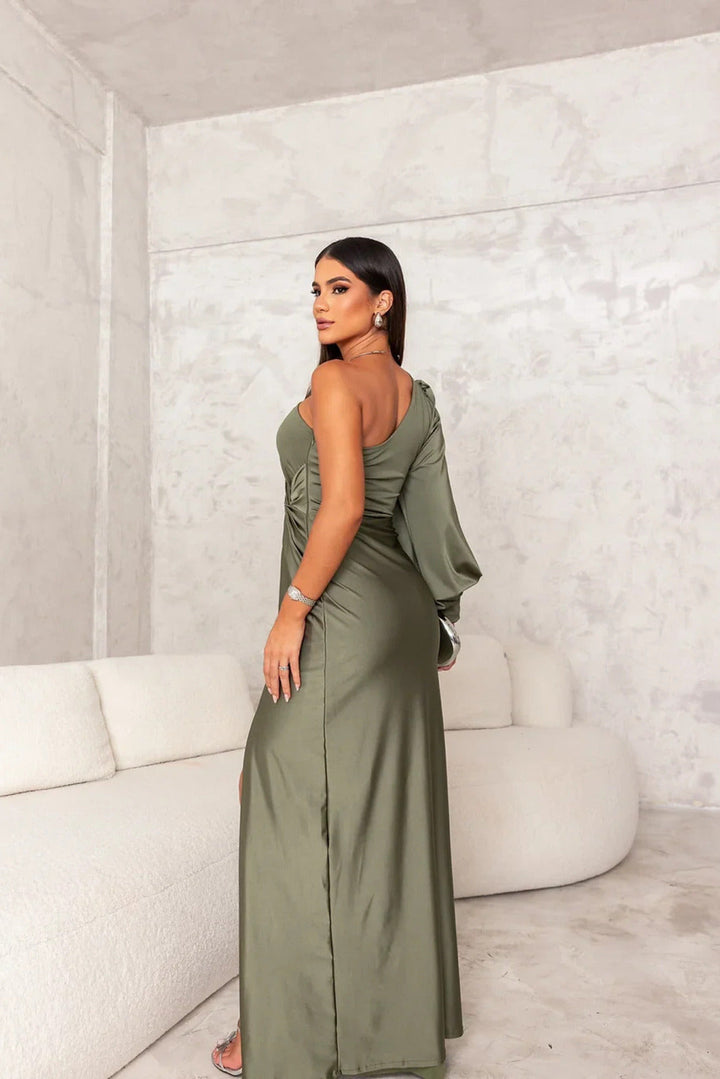 Women's Sleeveless Evening Gown with Thigh-High Split